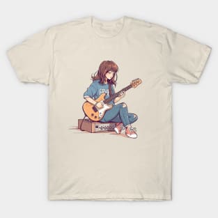 A girl playing her favourite guitar T-Shirt